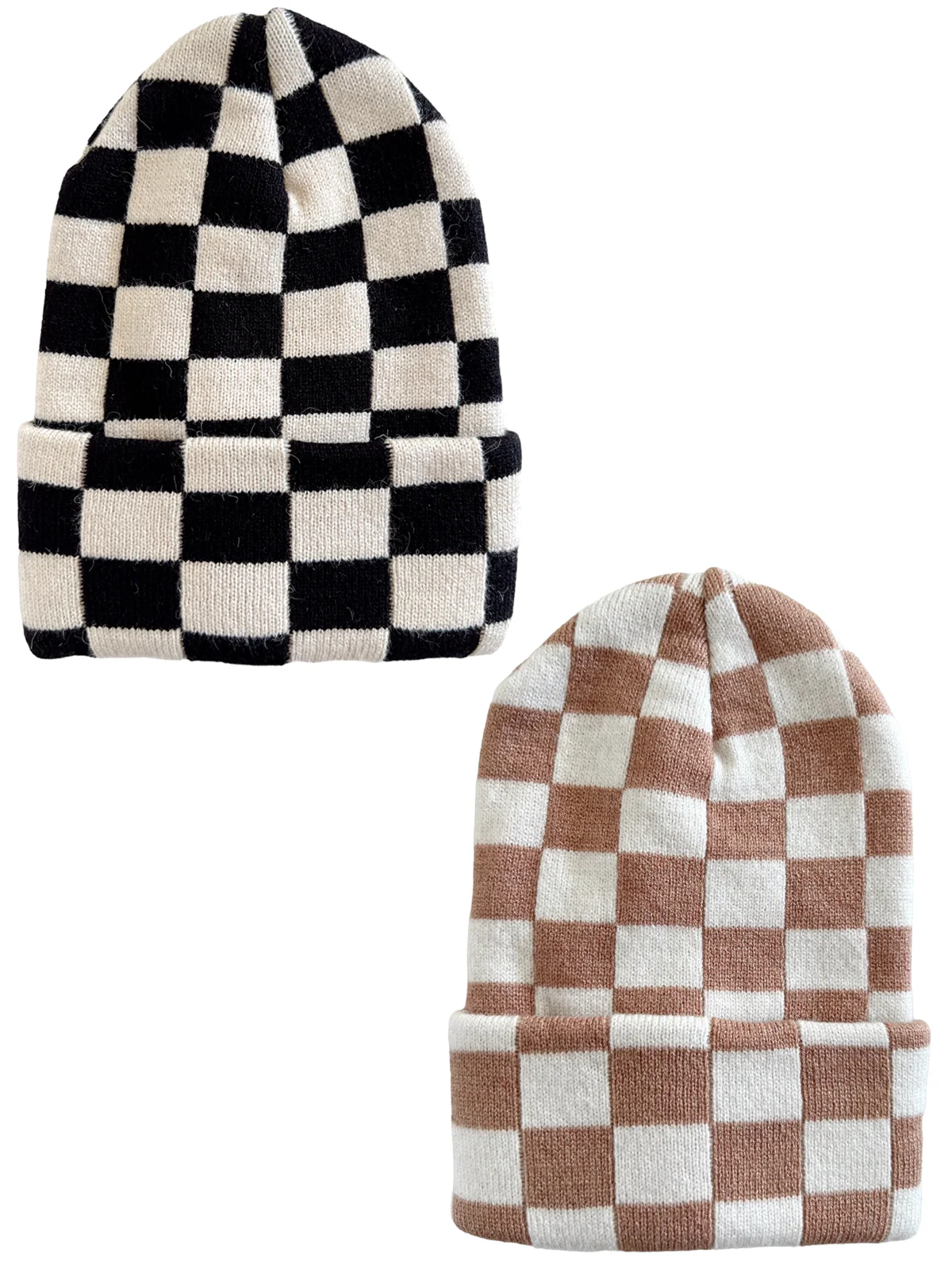 2-Pack Baby's First Hat®, Black/Sand & Tan/White Checkerboard