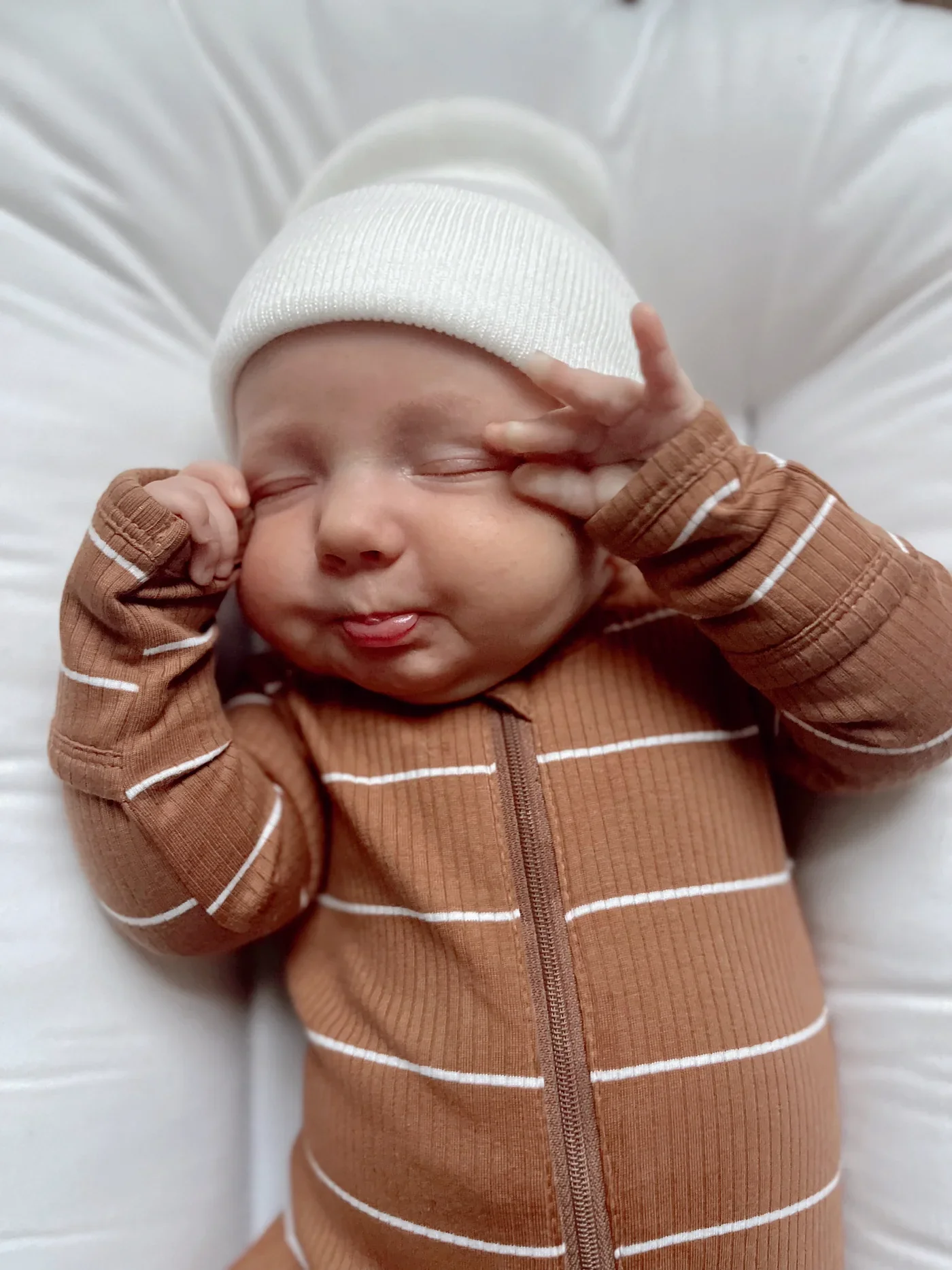 2-Pack Baby's First Hat®, Warm White & Tan Checkerboard - Image 3