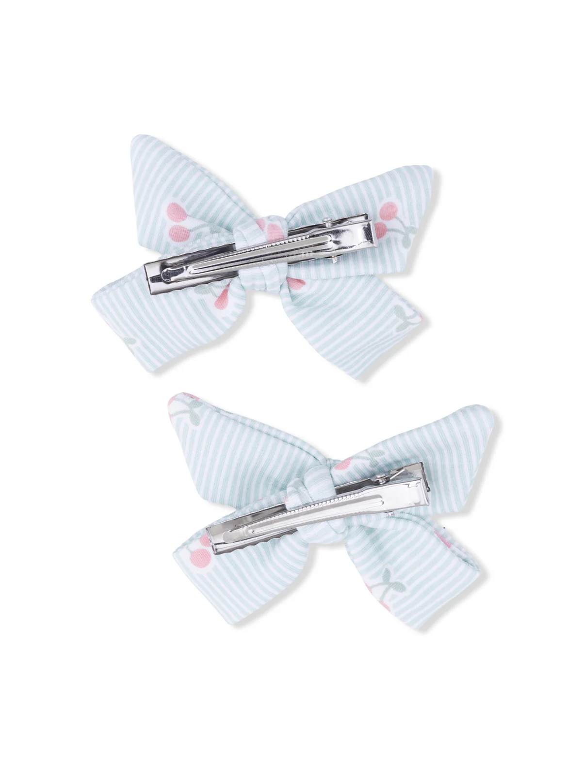 2-Pack Hair Bows w/Clips, Tiny Cherry Stripe - Image 2