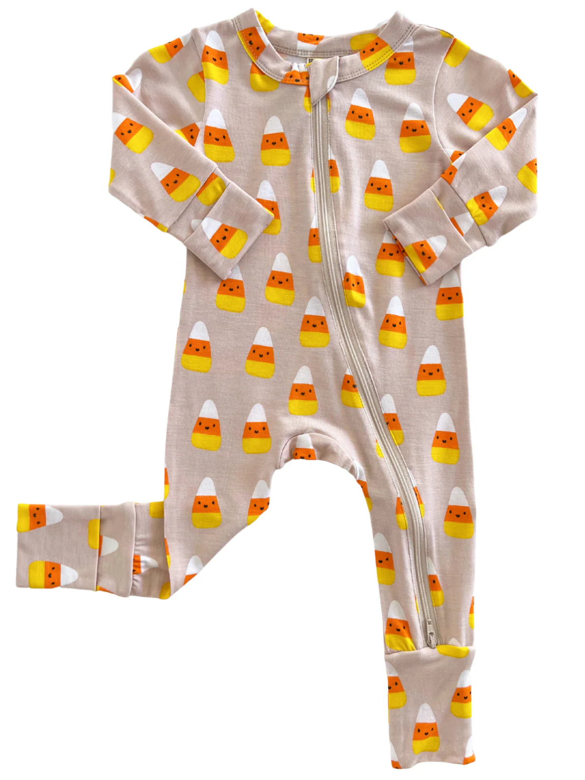 2-Way Convertible Zip Romper, Candy Corn - Image 2