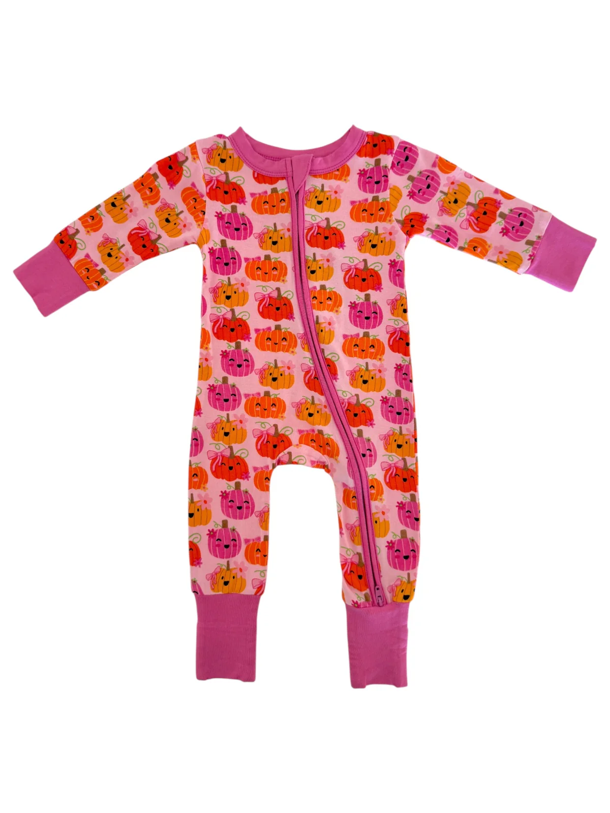 2-Way Convertible Zip Romper, Pumpkin Girlies - Image 6