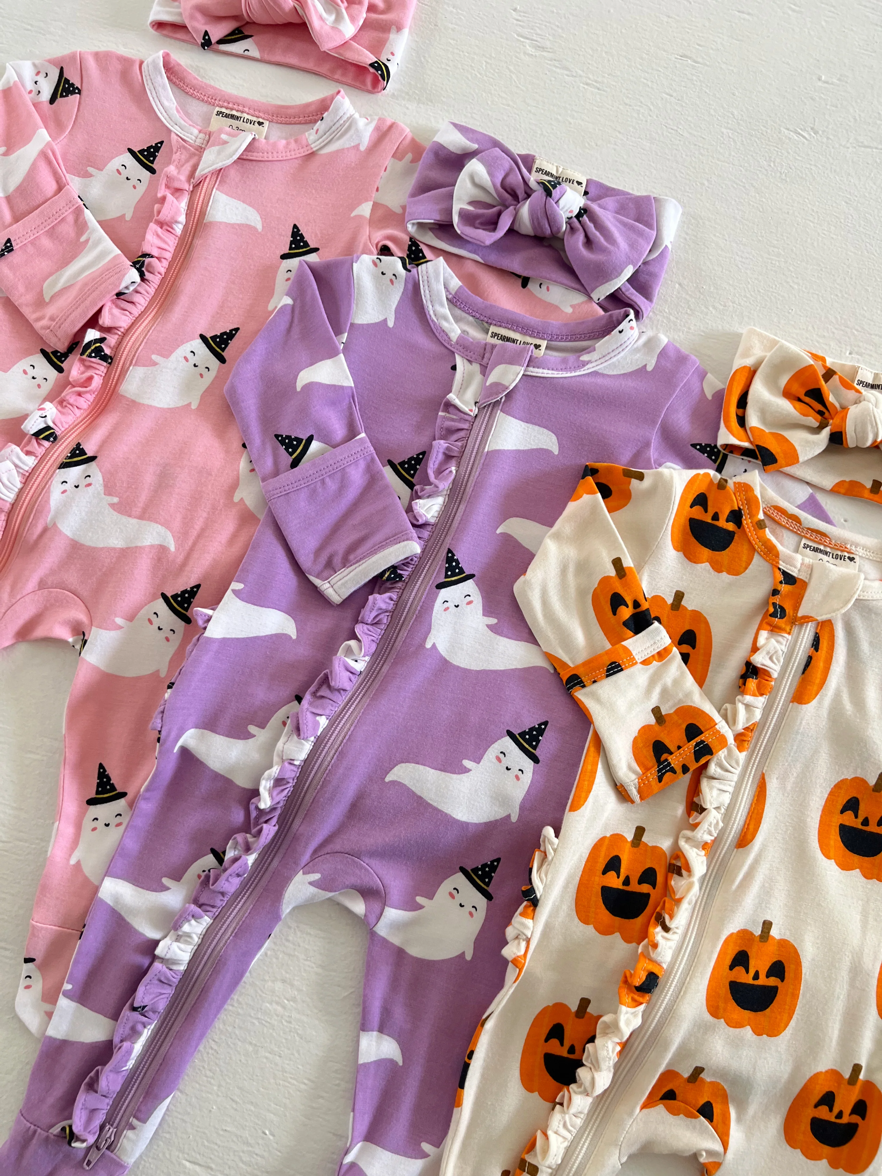 2-Way Ruffle Zip Footie, Purple Ghost - Image 5
