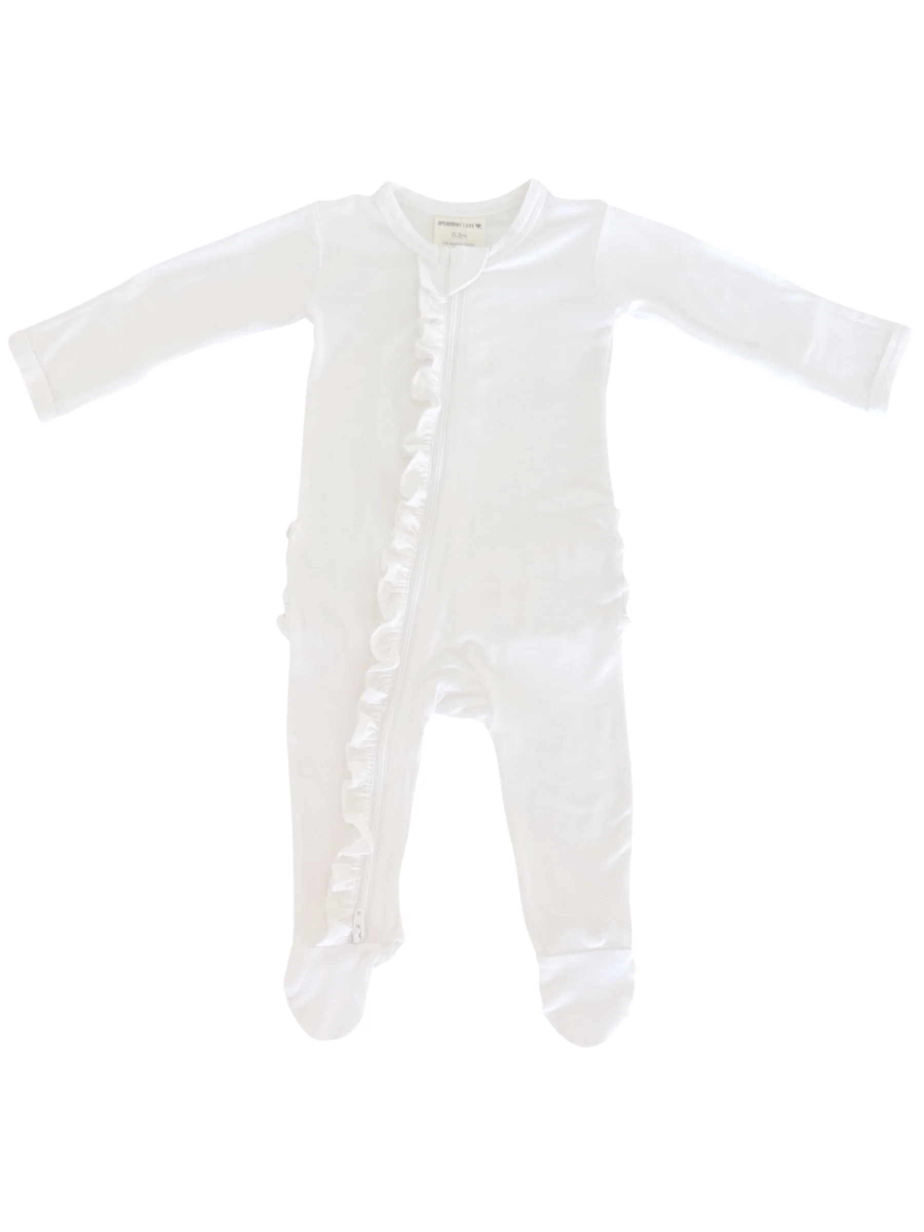 2-Way Zip Ruffle Footie, White - Image 6