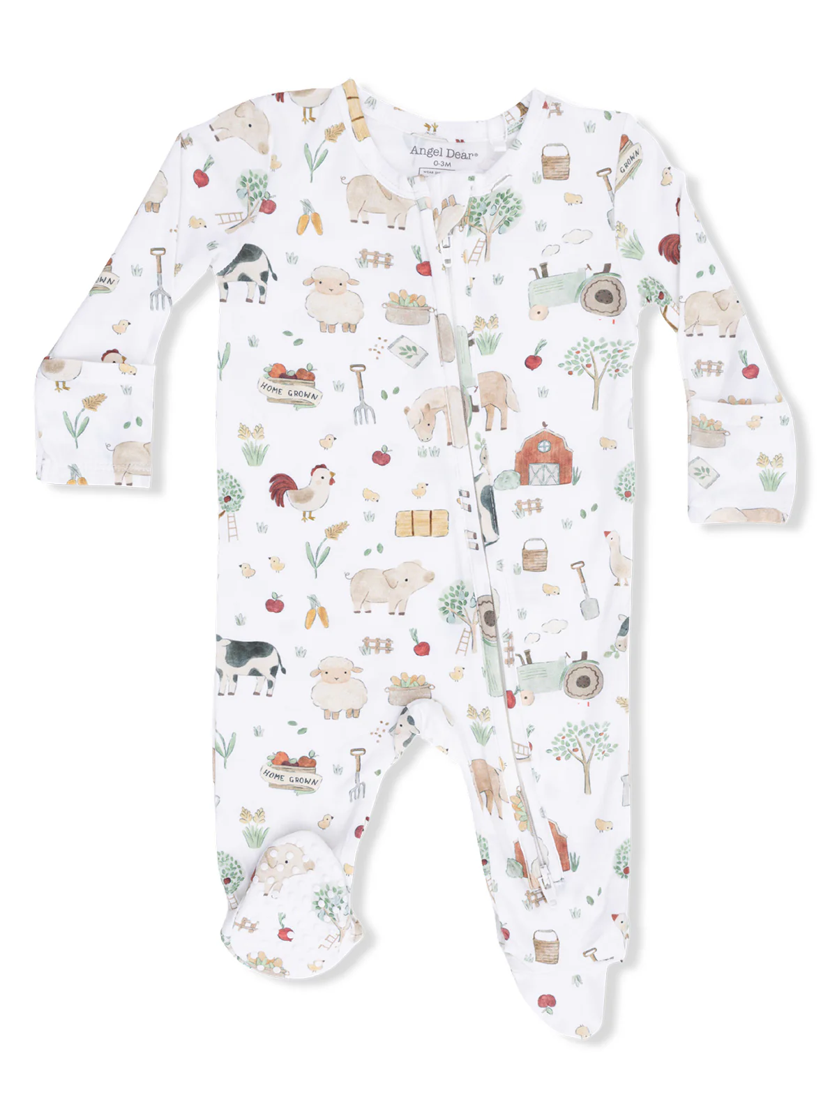 2-Way Zip Footie, Cute Farm Animals Uni