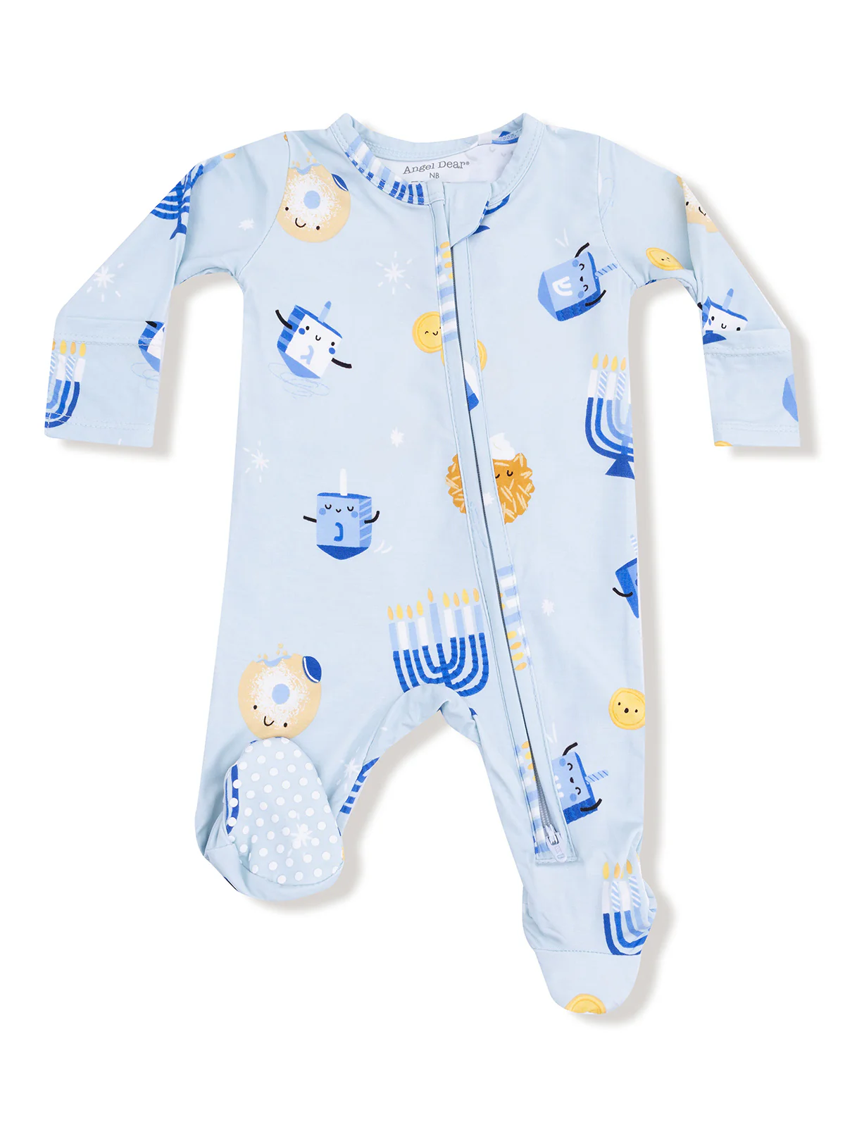2-Way Zip Footie, Hanukkah Blue