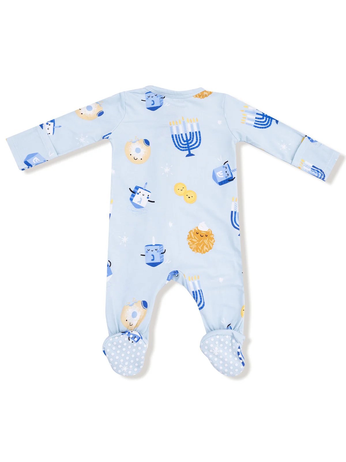 2-Way Zip Footie, Hanukkah Blue - Image 2