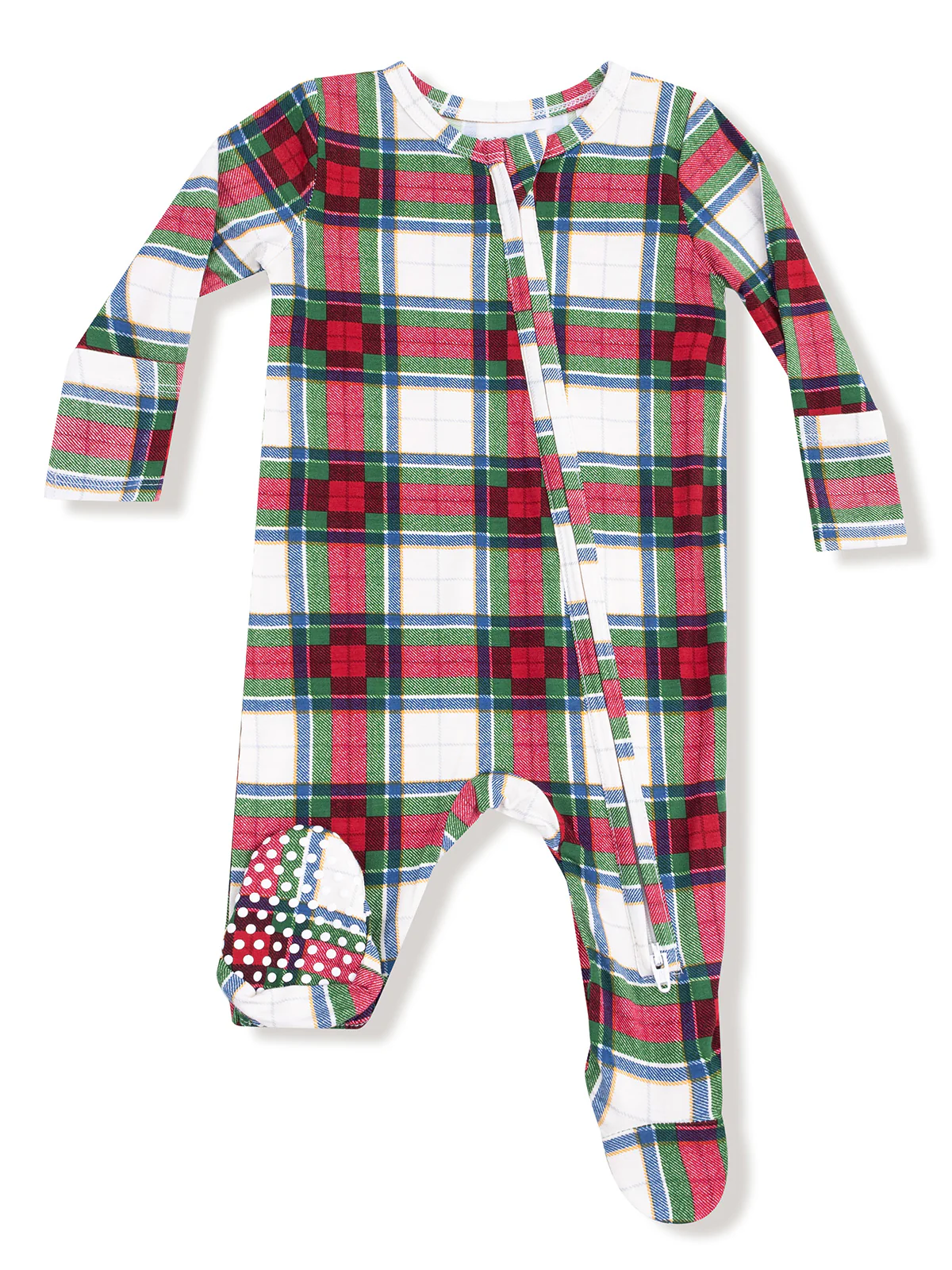 2-Way Zip Footie, Holiday Plaid