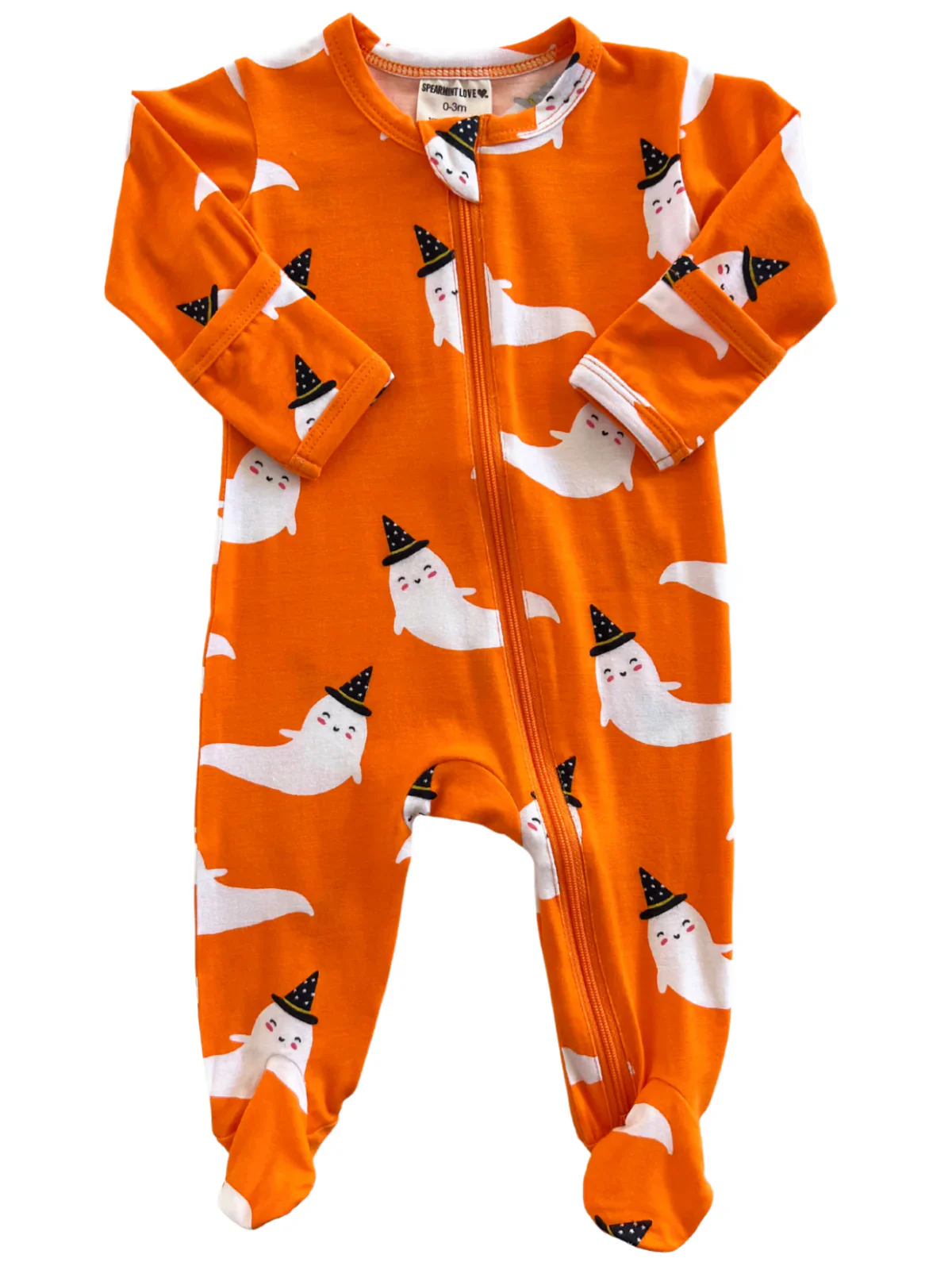 2-Way Zip Footie, Orange Ghost - Image 2