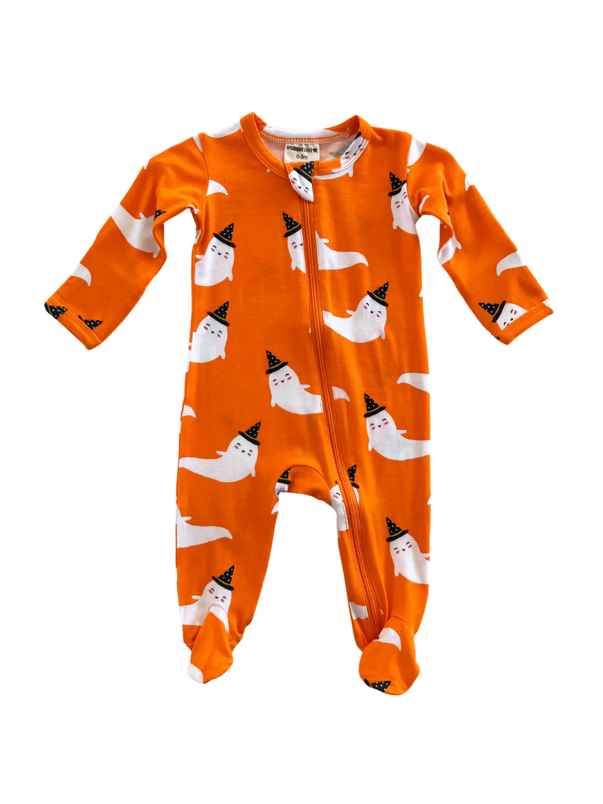 2-Way Zip Footie, Orange Ghost - Image 3