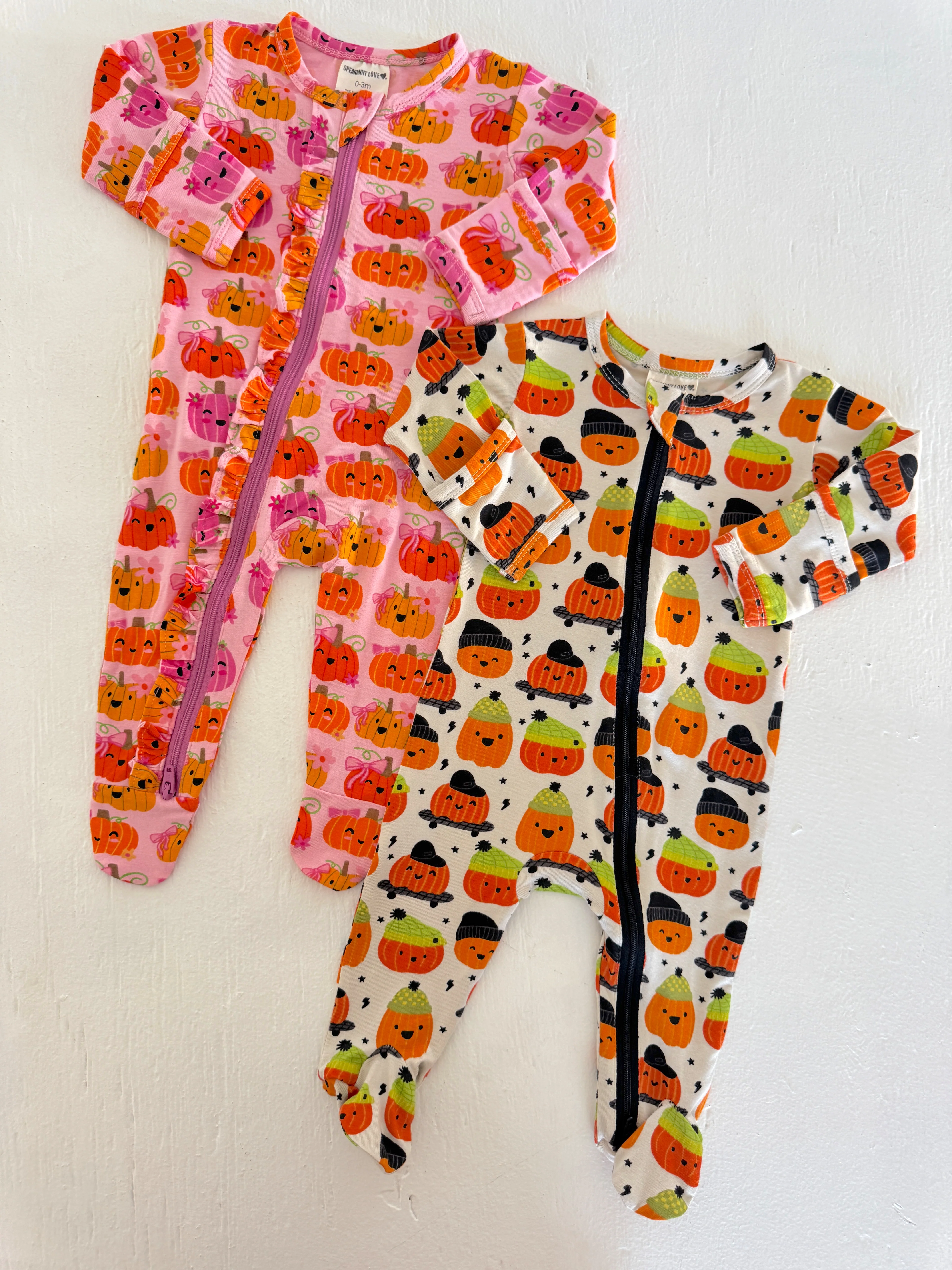 2-Way Zip Footie, Pumpkin Buds - Image 4
