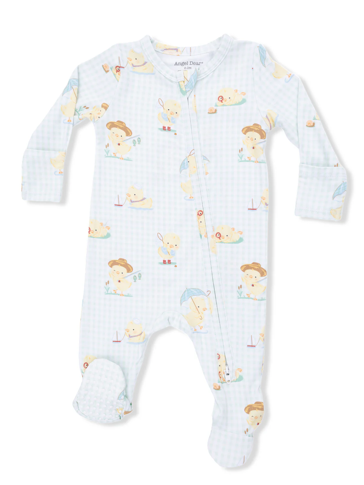 2-Way Zip Footie, Vintage Spring Ducklings Green