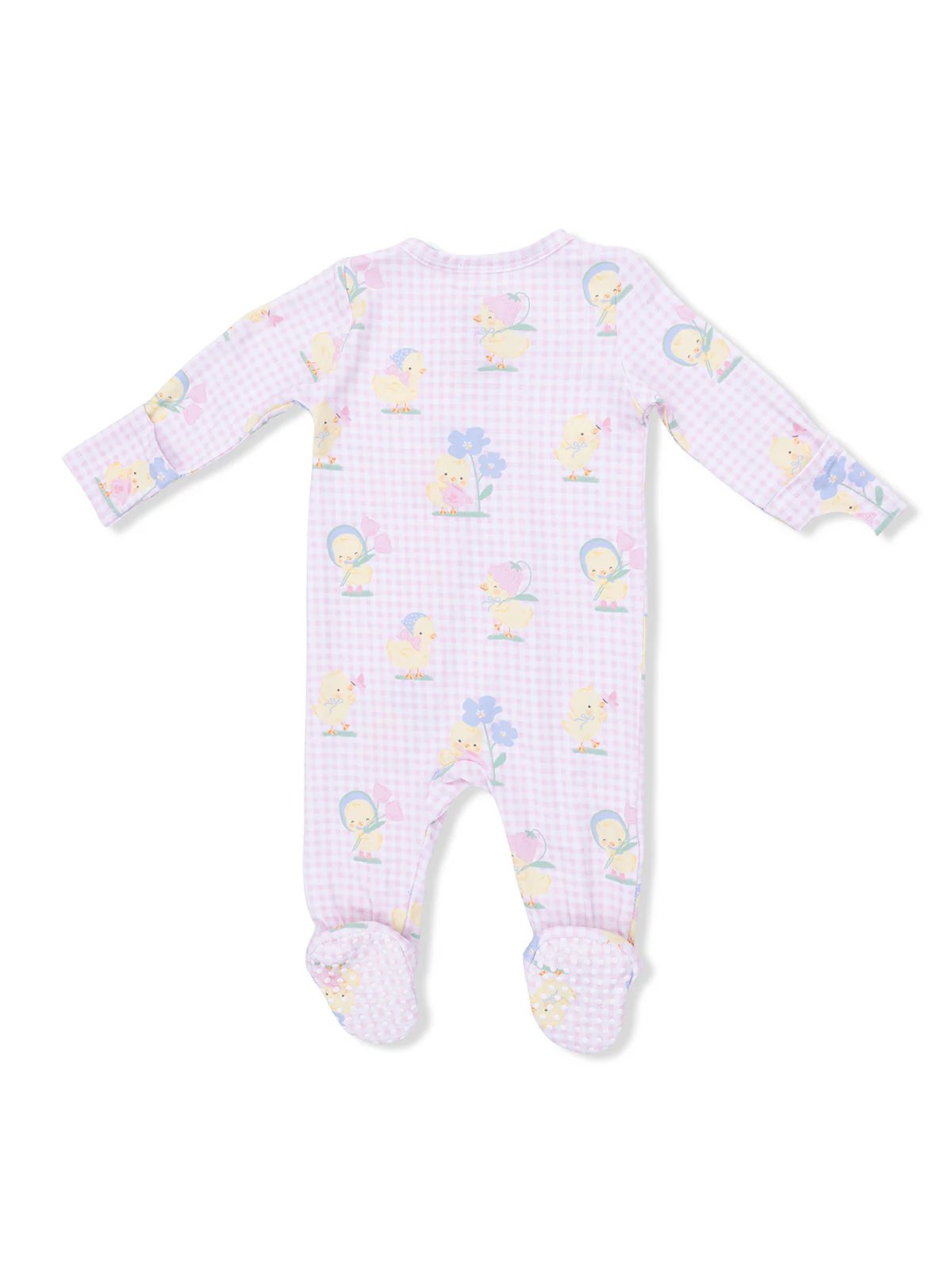 2-Way Zip Footie, Vintage Spring Ducklings Pink - Image 2