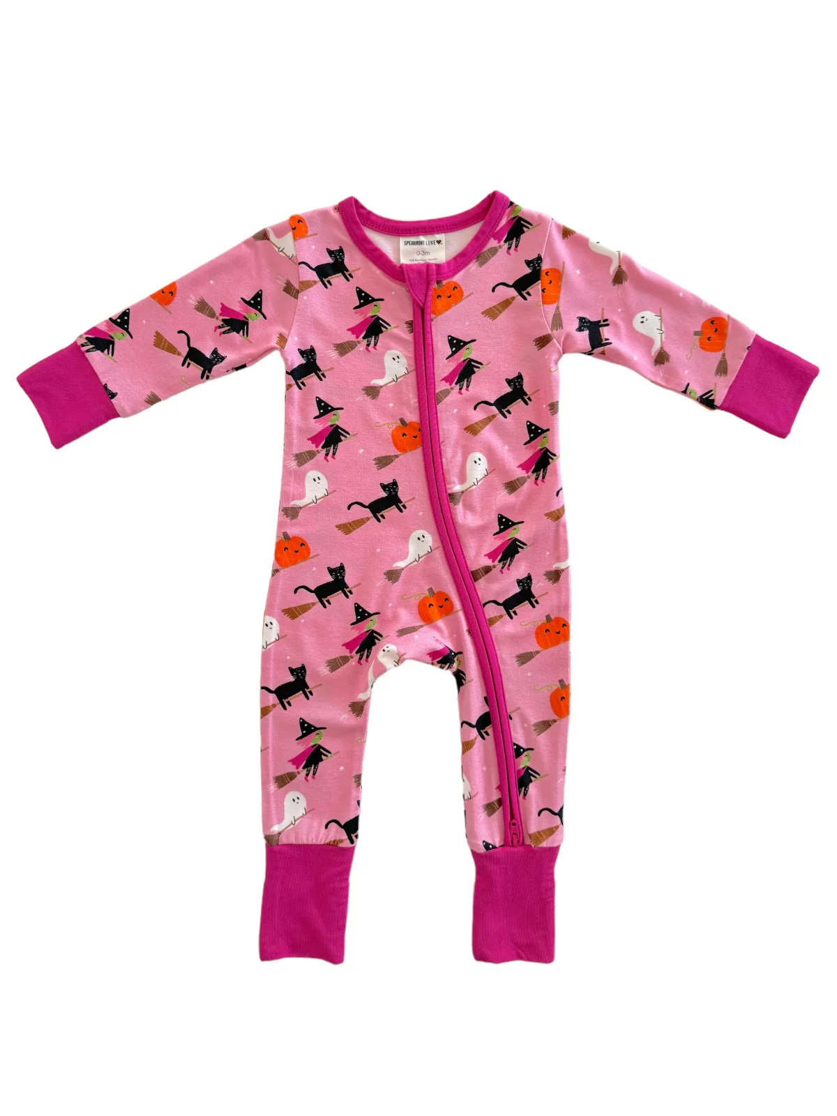 2-Way Convertible Zip Romper, Broomstick Friends Pink - Image 4