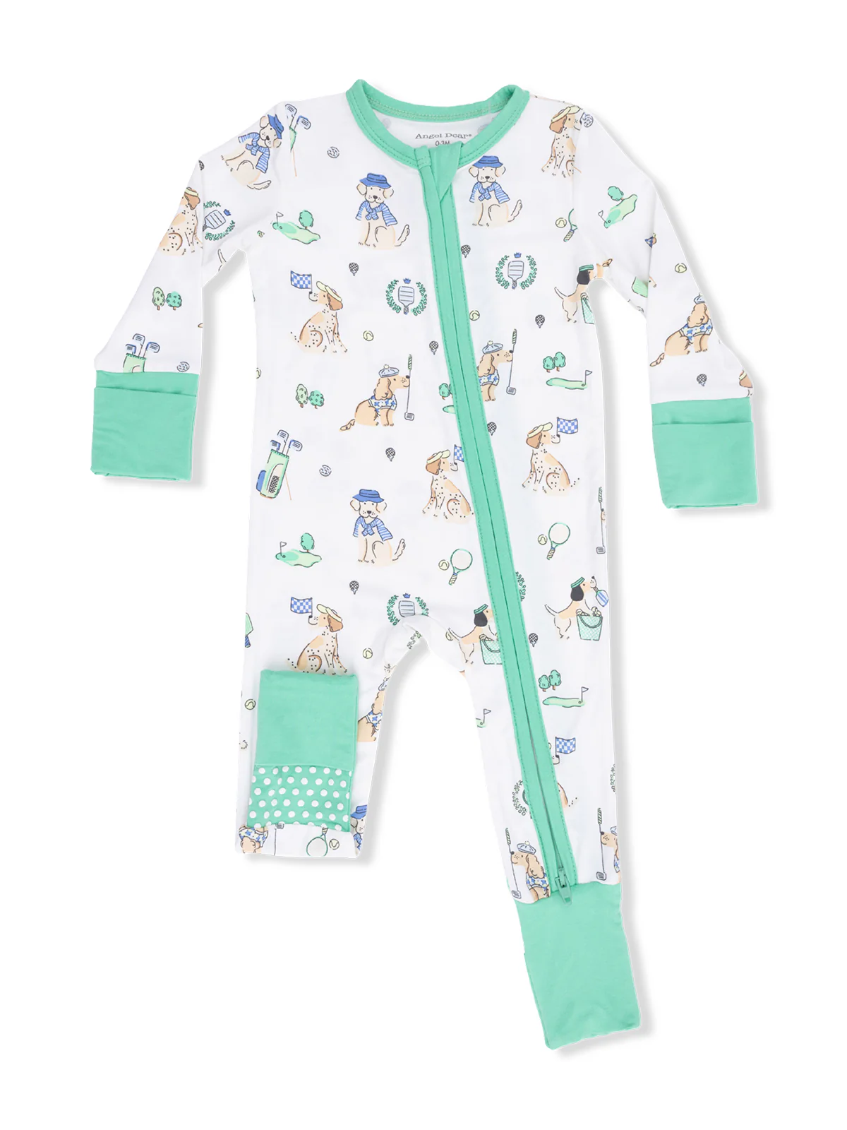 2-Way Zip Romper, Country Club Dogs Neutral