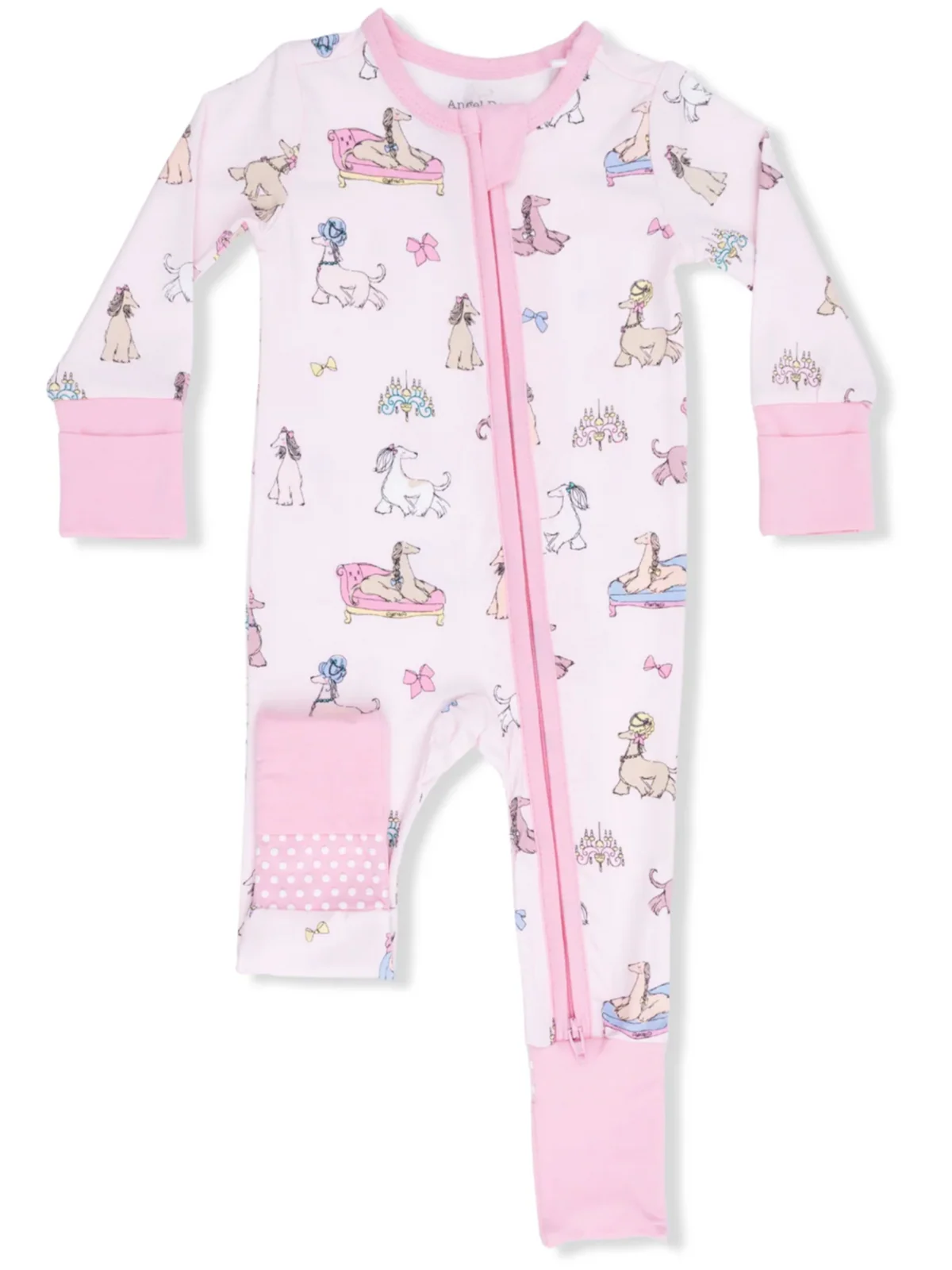 2-Way Zip Romper, Fancy Hounds with Bows