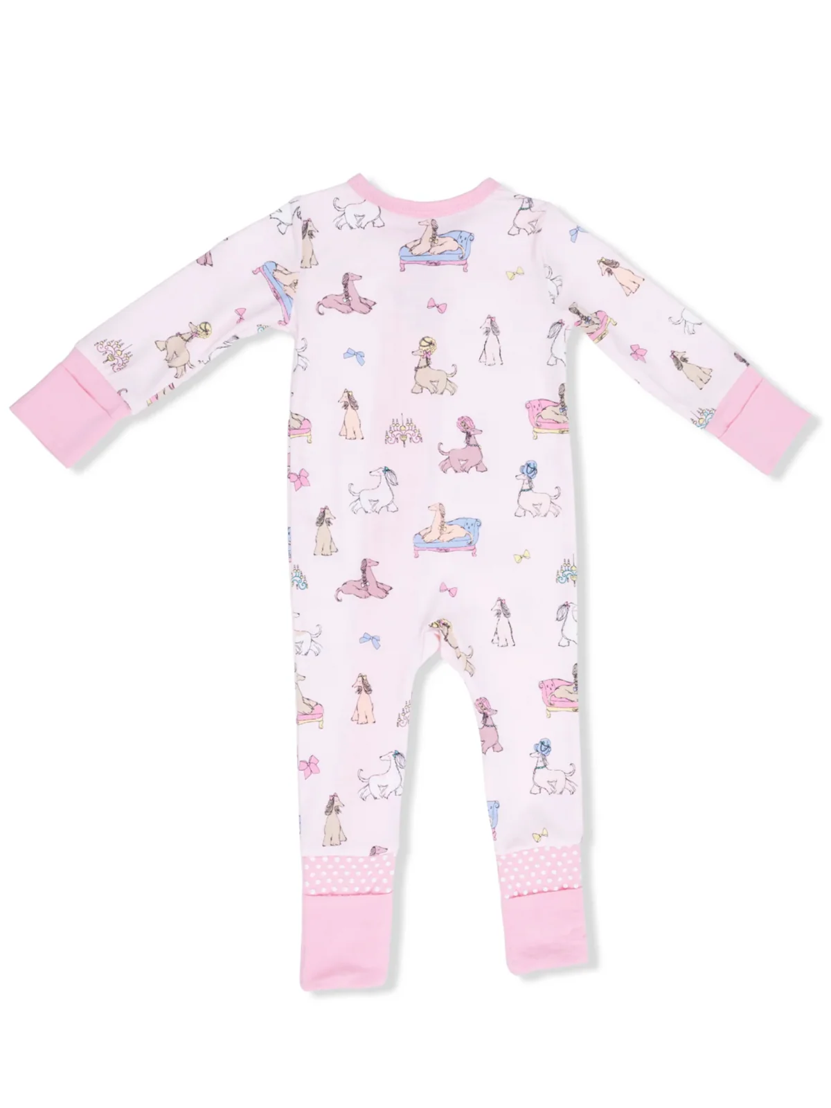 2-Way Zip Romper, Fancy Hounds with Bows - Image 2