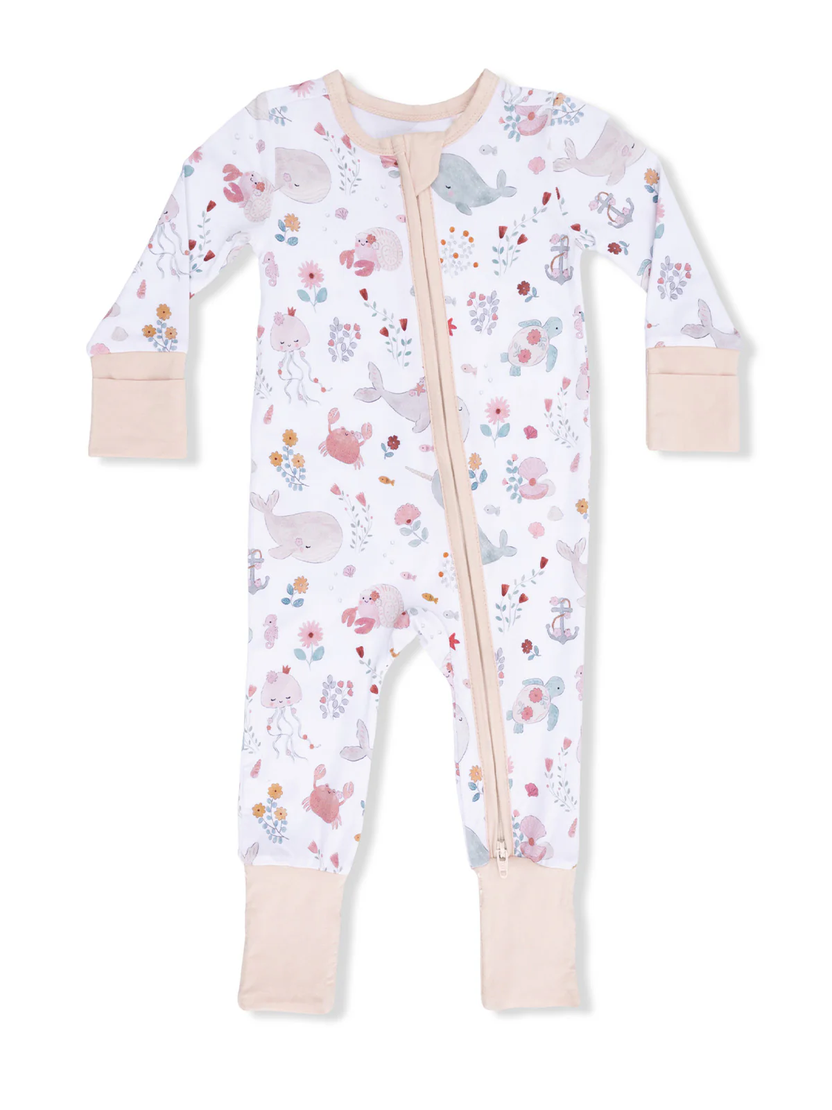 2-Way Zip Romper, Garden Sea Creatures - Image 2
