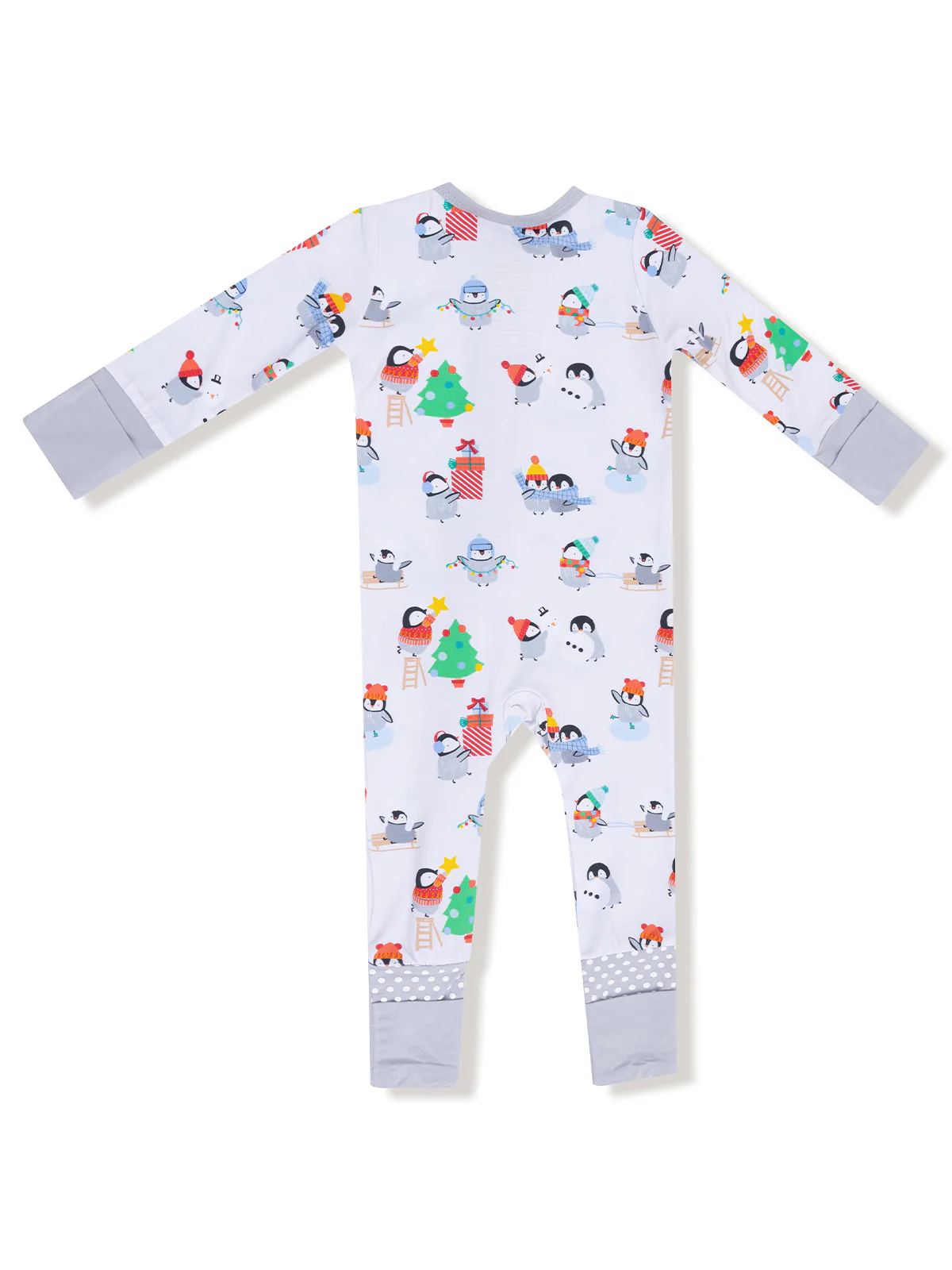 2-Way Zip Romper, Holiday Penguins - Image 2