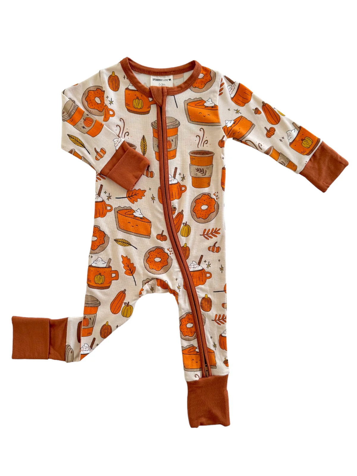 2-Way Convertible Zip Romper, Pumpkin Spice Latte - Image 2