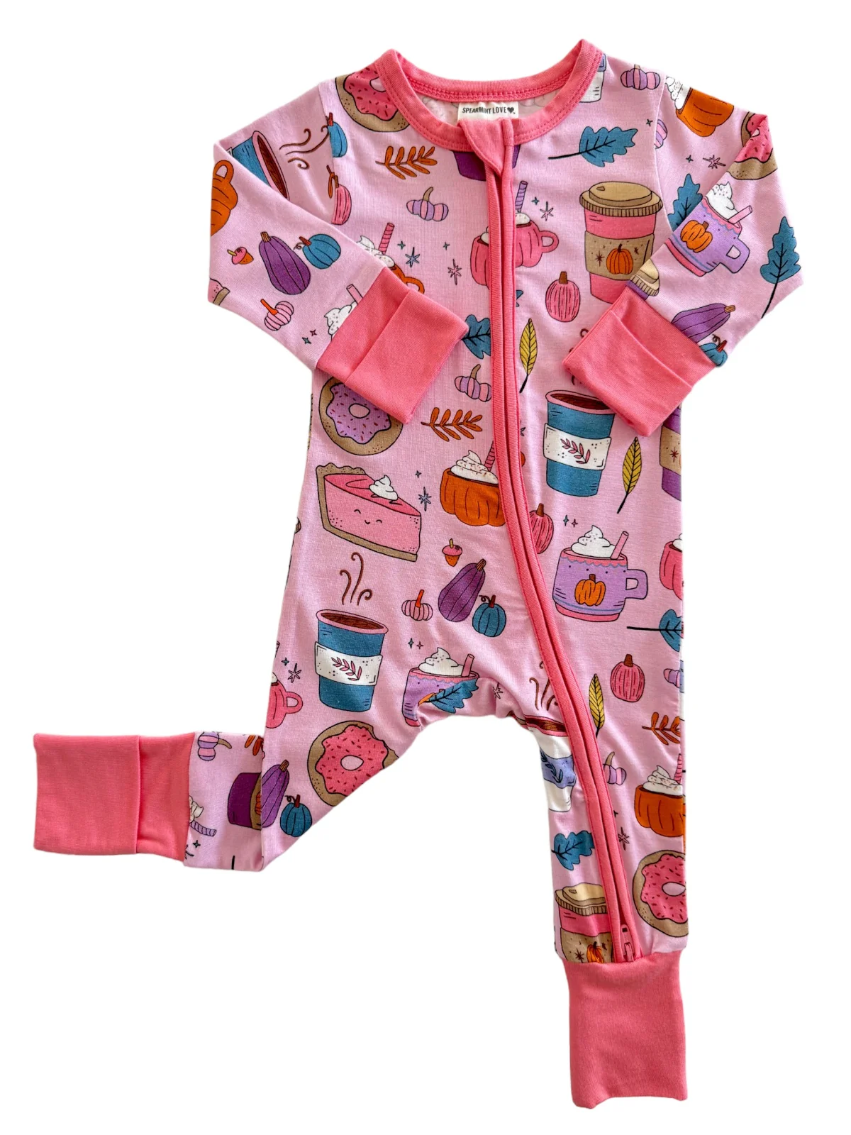 2-Way Convertible Zip Romper, Pumpkin Spice Latte Pink - Image 2