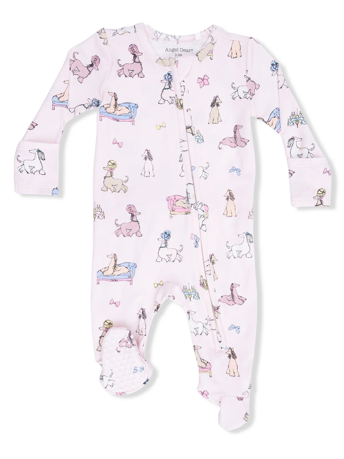 2-Way Zip Ruffle Footie, Fancy Hounds with Bows