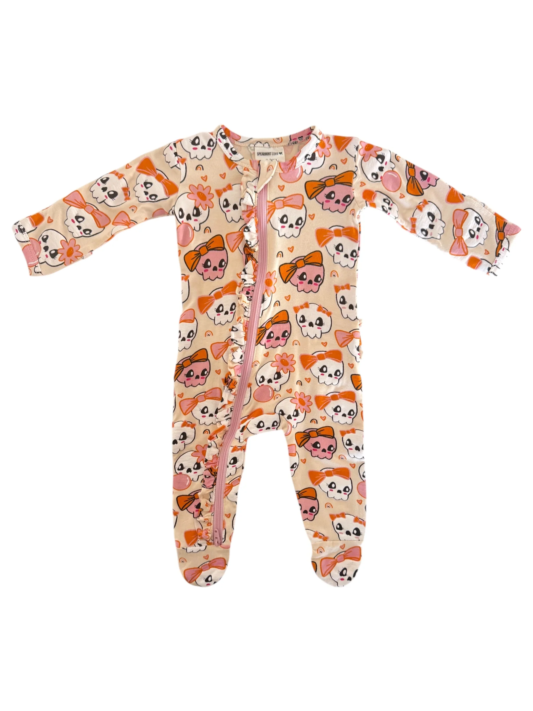 2-Way Zip Ruffle Footie, Skelli Girls - Image 6