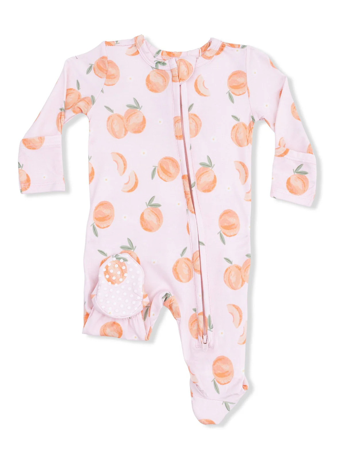 2-Way Zip Ruffle Footie, Sweet Peach