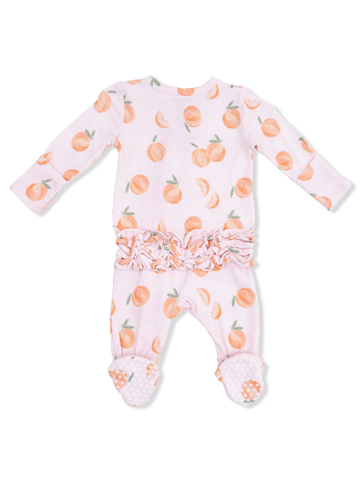 2-Way Zip Ruffle Footie, Sweet Peach - Image 2
