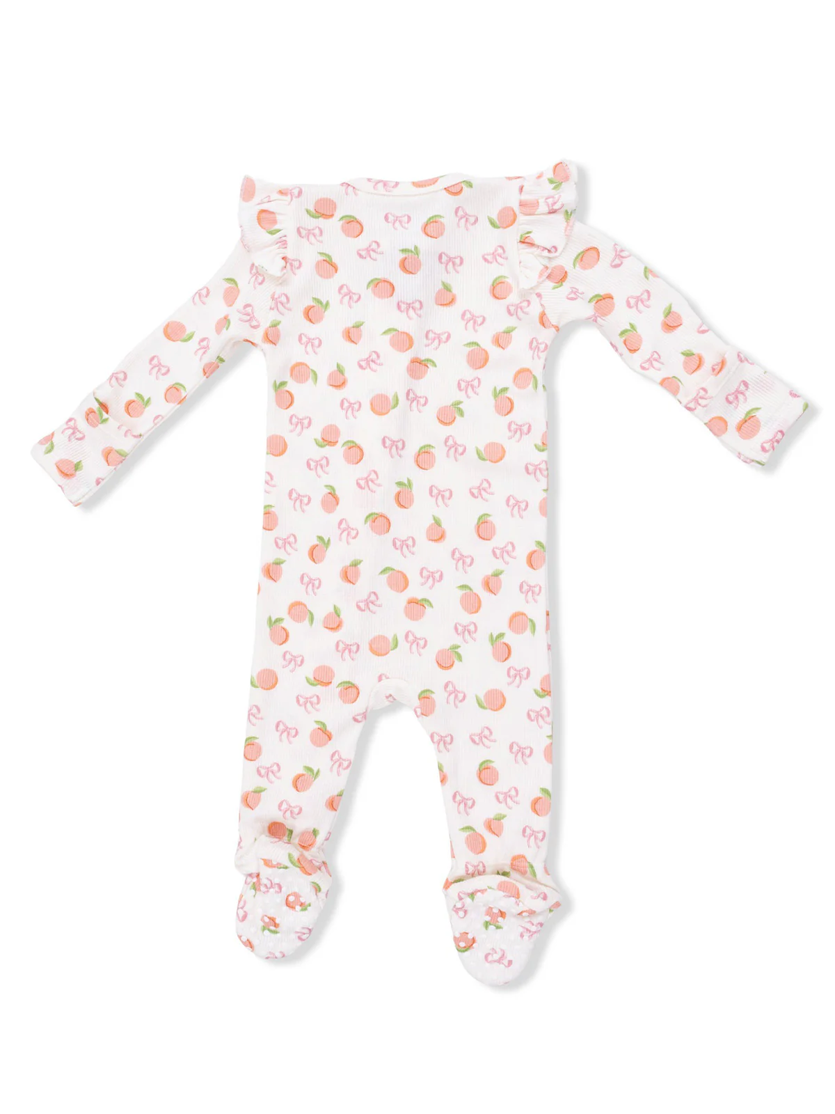 2-Way Zip Ruffle Sleeve Footie, Little Peaches - Image 2