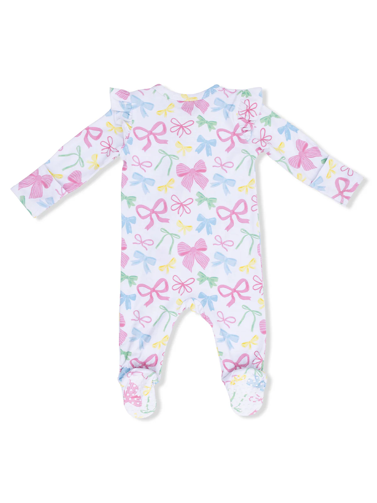 2-Way Zip Ruffle Sleeve Footie, Sweet Bows - Image 2