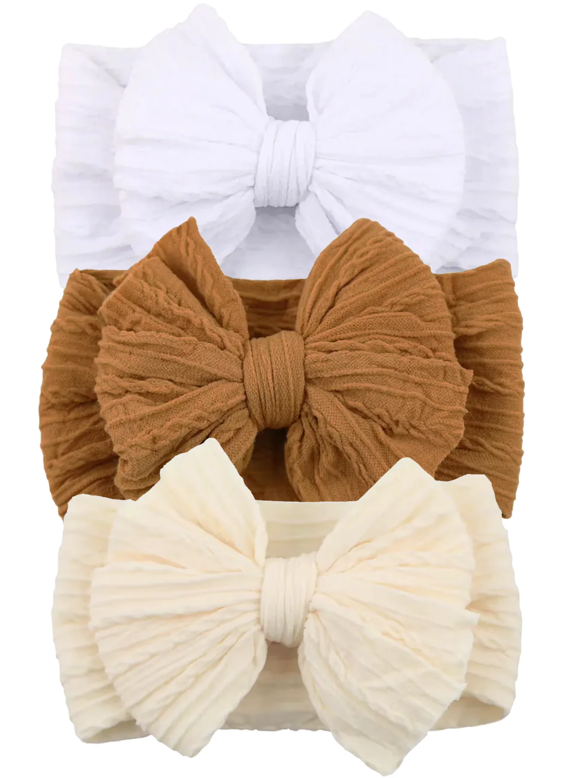 3-Pack Cable Bows, White/Almond/Cream