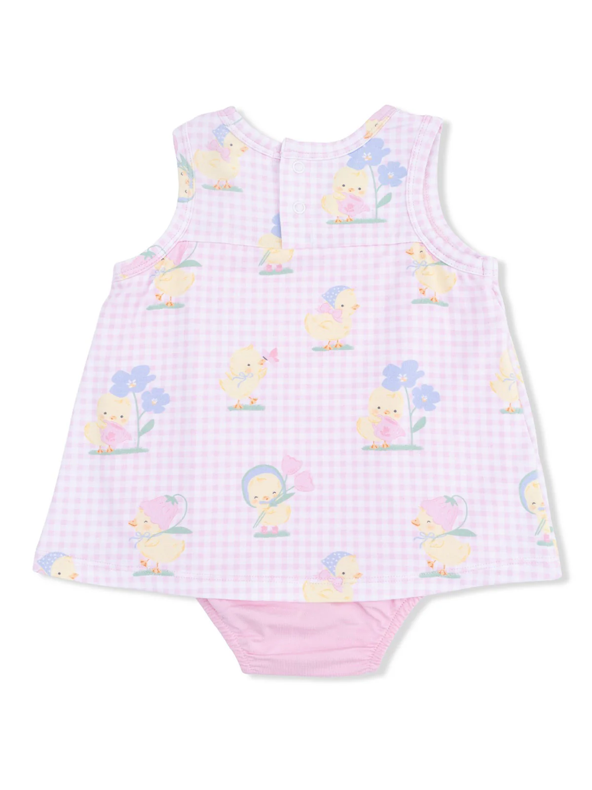 A-Line Bodysuit Dress, Vintage Spring Ducklings Pink - Image 2