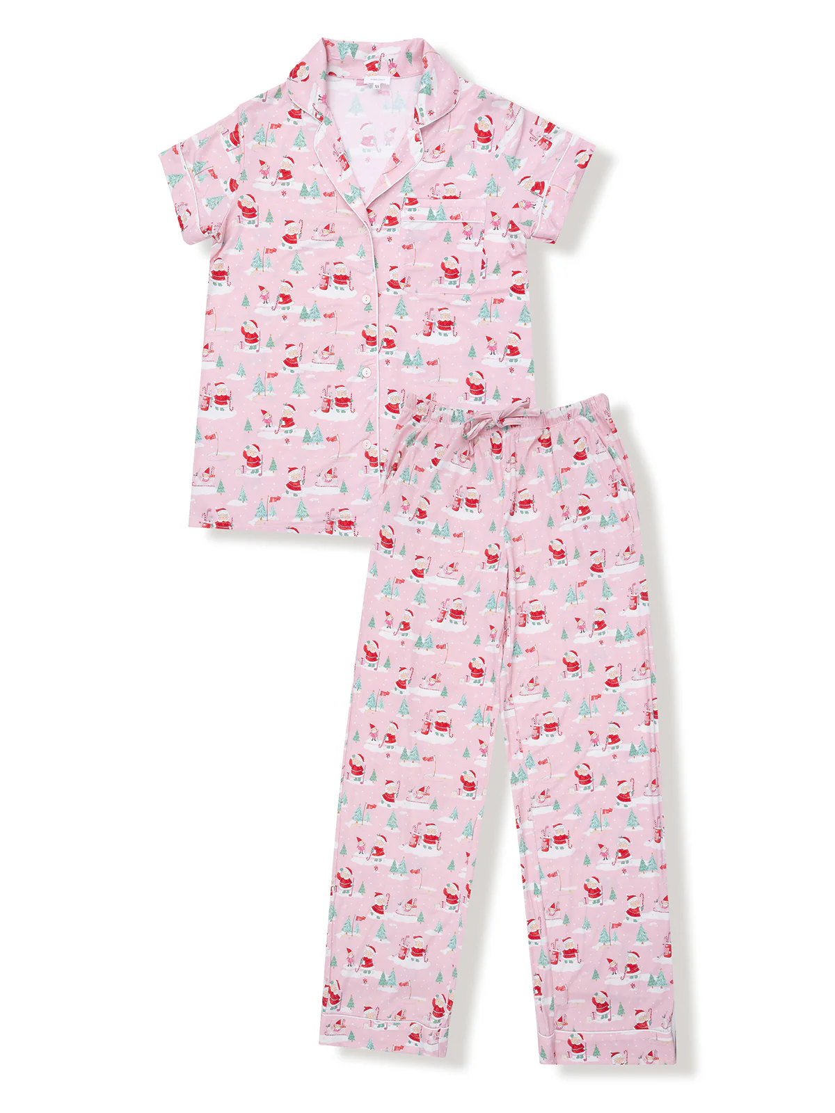 Adult Coat Style Pajama Set, Golfing Mrs. Claus and Elves