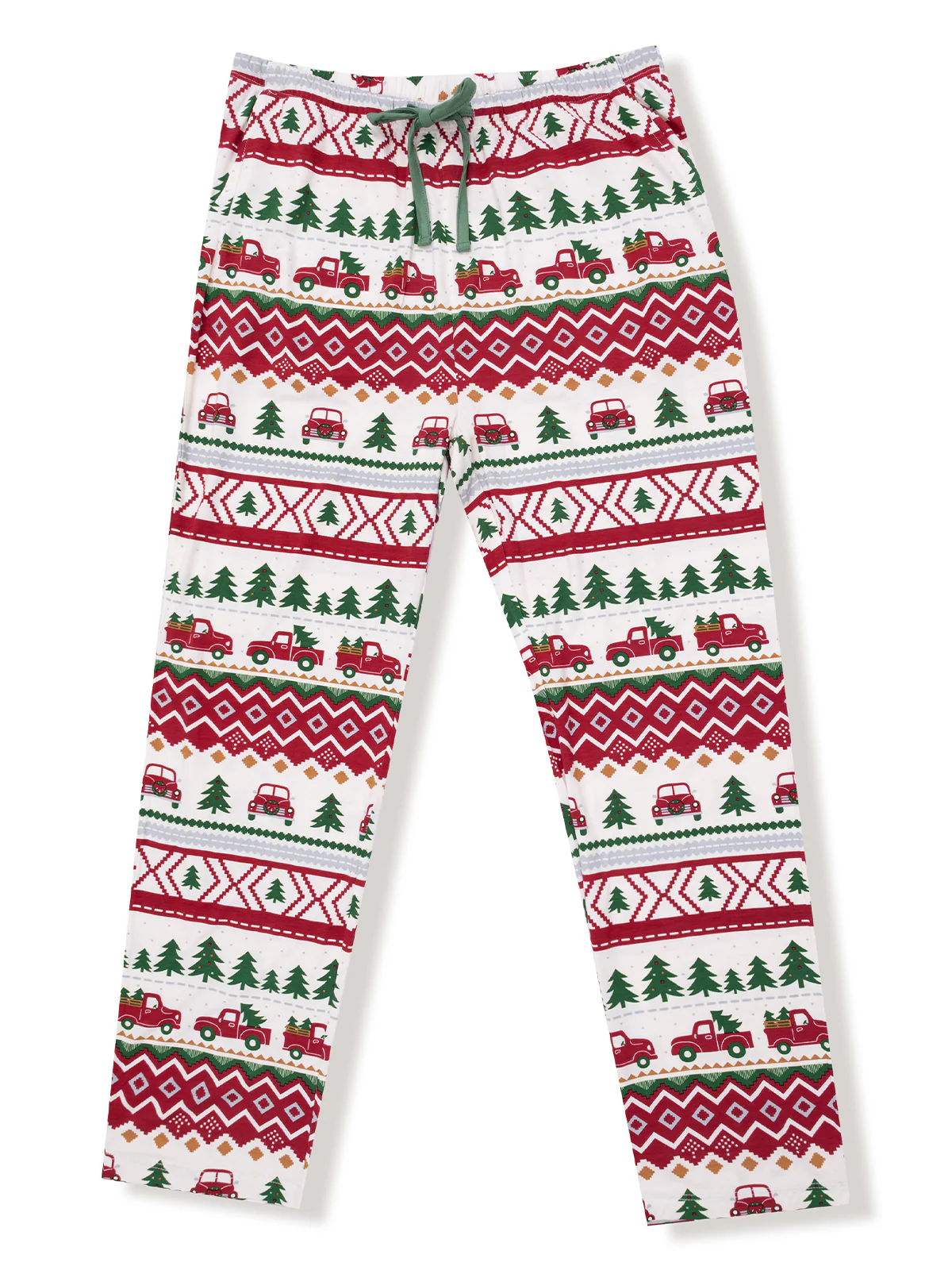 Adult Pajama Pant with Pockets, Red Truck Fair Isle