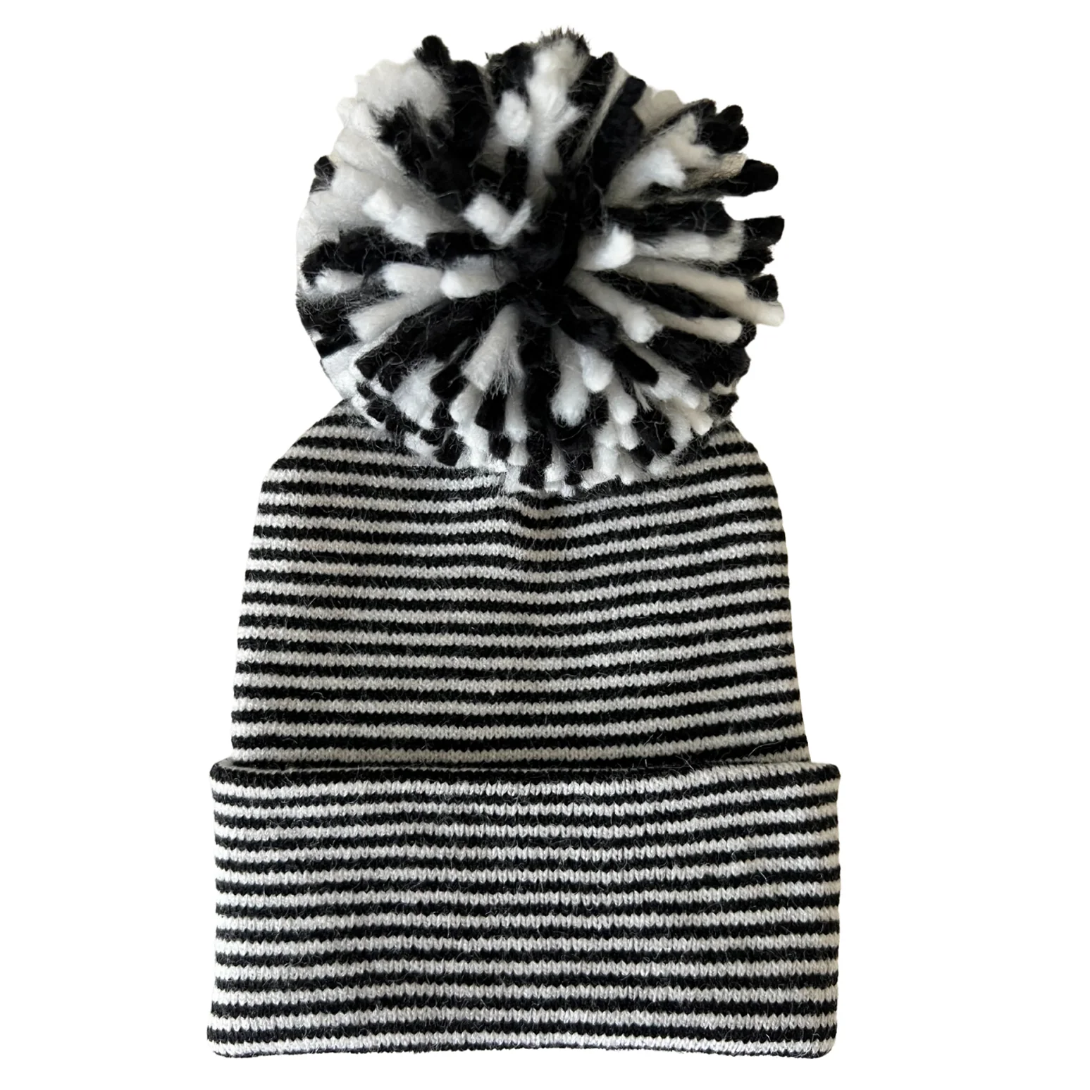Baby's First Hat®, Black/White Stripe Pom - Image 2
