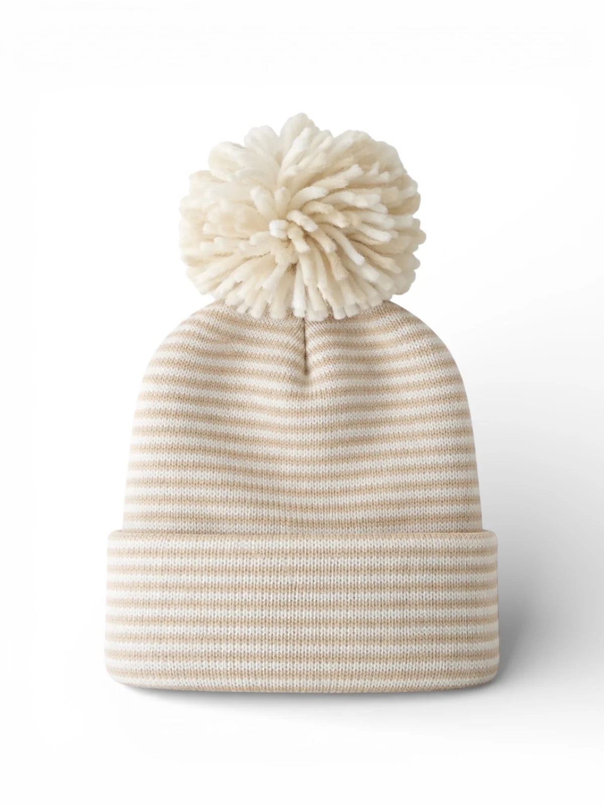 Baby's First Hat®, Sand/White Stripe Pom - Image 2