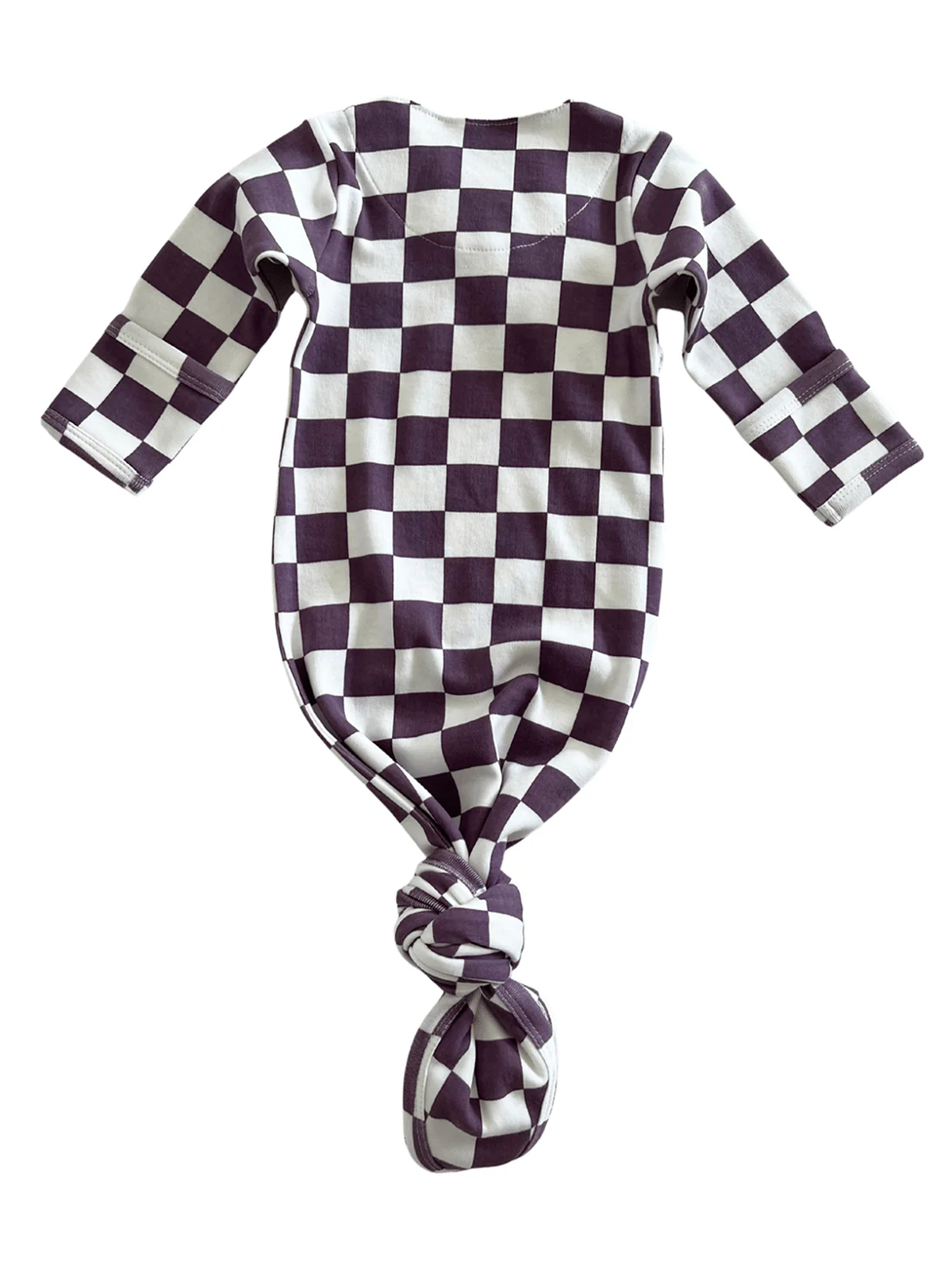 Berry Cheesecake Checkerboard / Organic Kimono Knot Gown - Image 3