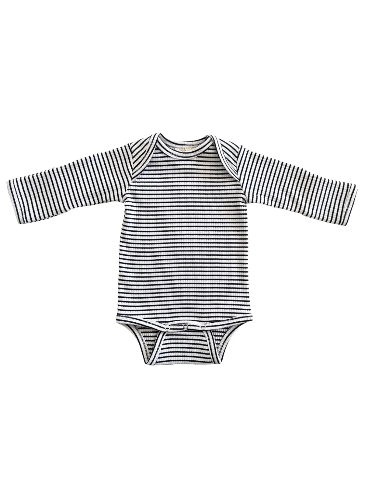 Black Stripe / Organic Ribbed Long Sleeve Bodysuit - Image 4