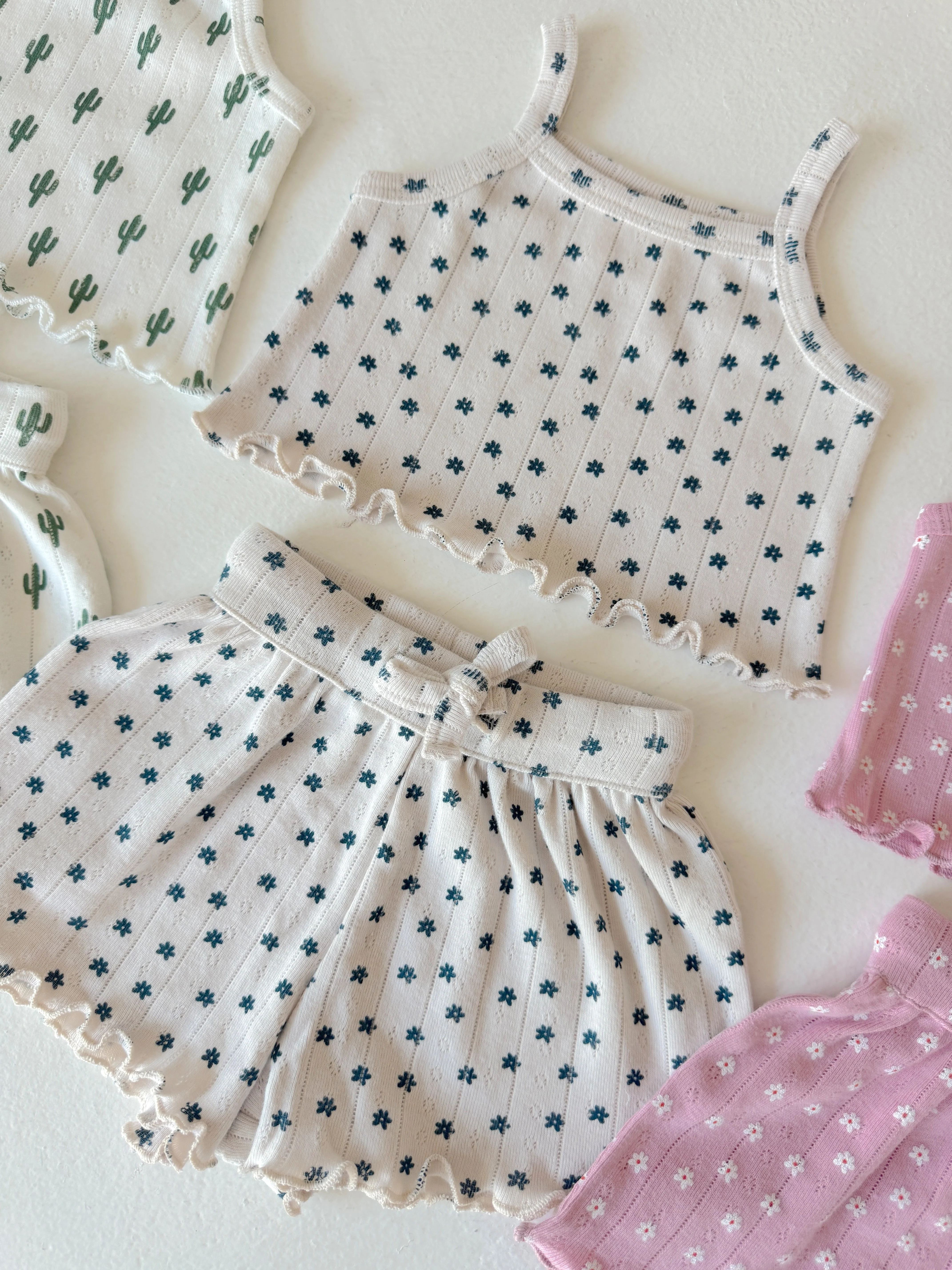 Blue Flower / Organic Pointelle Summer Set - Image 3