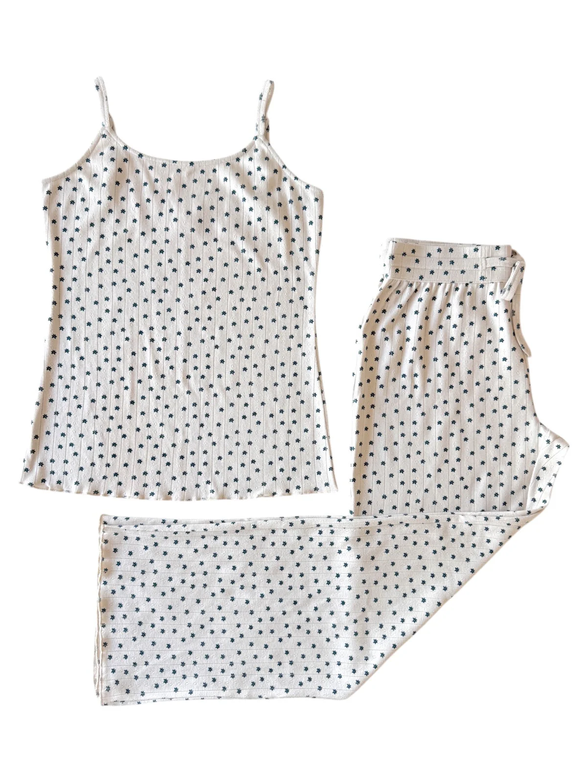 Blue Flower / Organic Pointelle Women's Cami Lounge Set