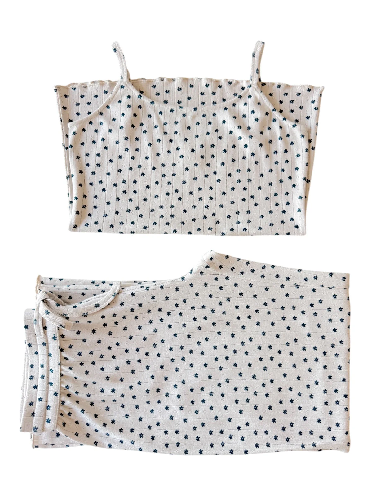 Blue Flower / Organic Pointelle Women's Cami Lounge Set - Image 2