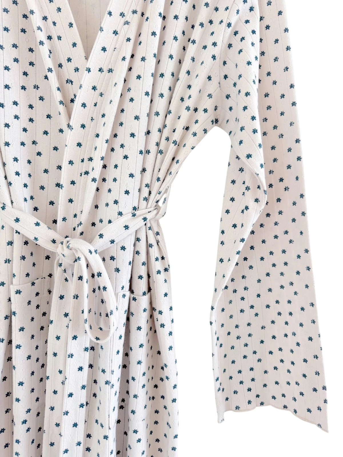 Blue Flower / Organic Pointelle Women's Robe - Image 2