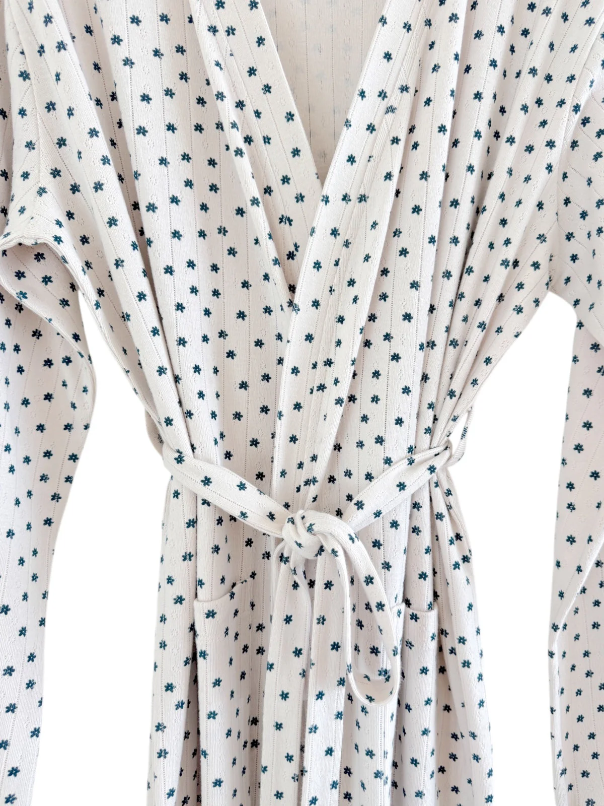 Blue Flower / Organic Pointelle Women's Robe - Image 3