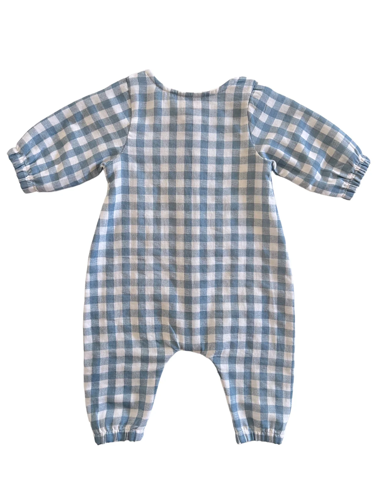 Blue Gingham / Organic Long Sleeve Bay Jumpsuit - Image 2