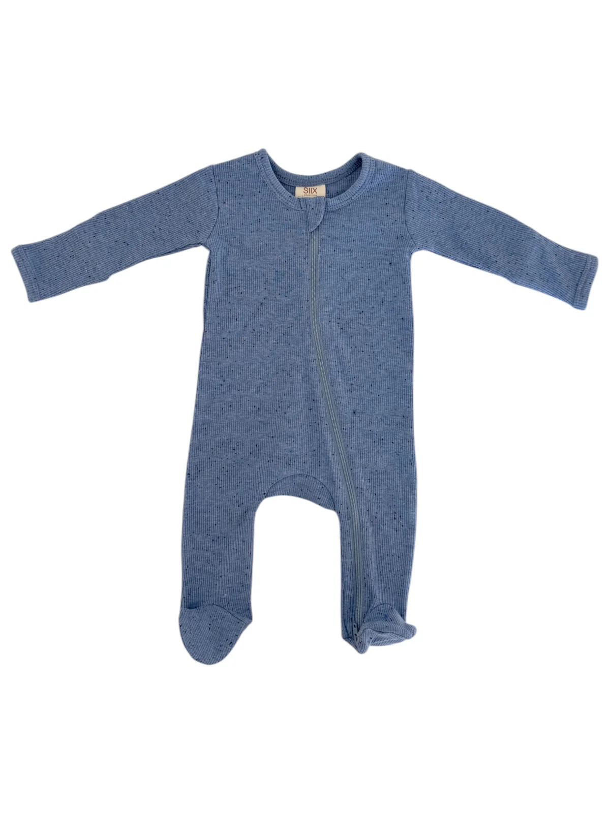 Blue Speckle / Ribbed 2-Way Zip Footie - Image 4