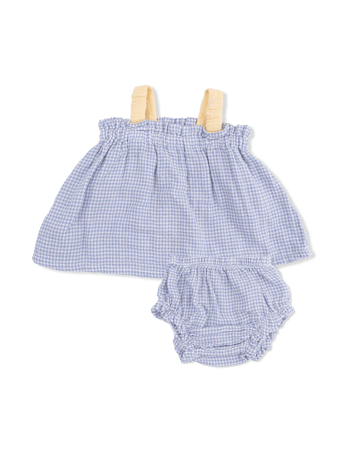 Bow Top & Ruffle Leg Bloomer, Micro Blue Gingham - Image 2