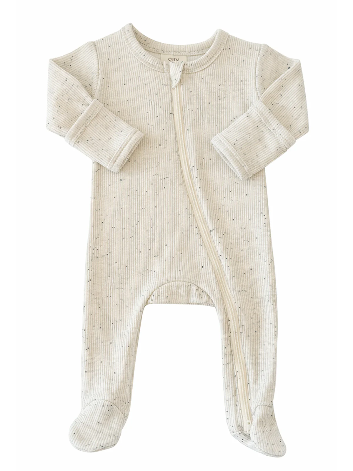 Cream Speckle / Ribbed 2-Way Zip Footie - Image 2
