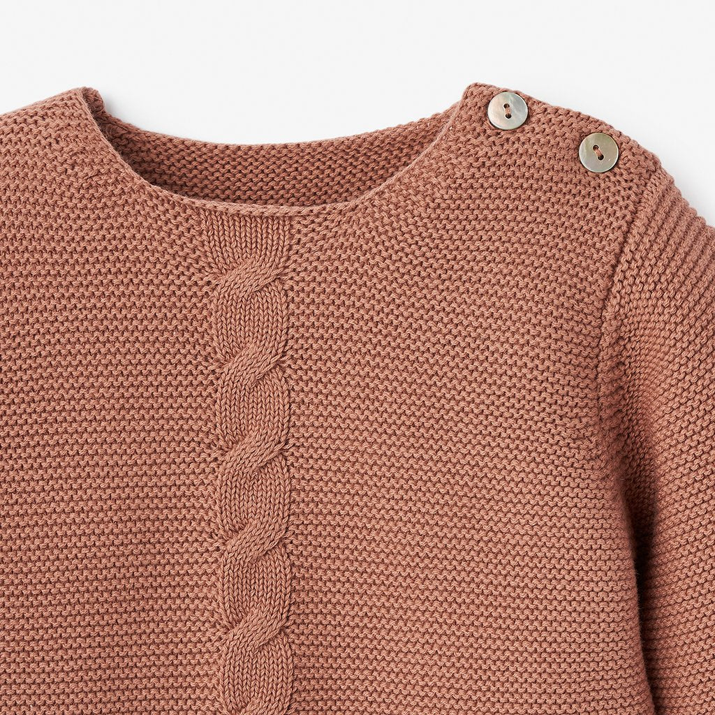 Cable Garter Knit Sweater, Rust - Image 3