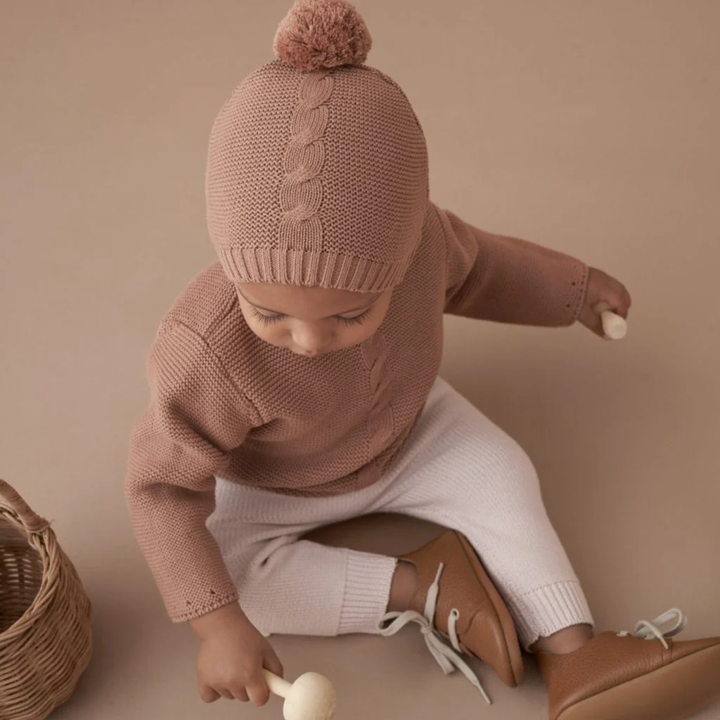 Cable Garter Knit Sweater, Rust - Image 4