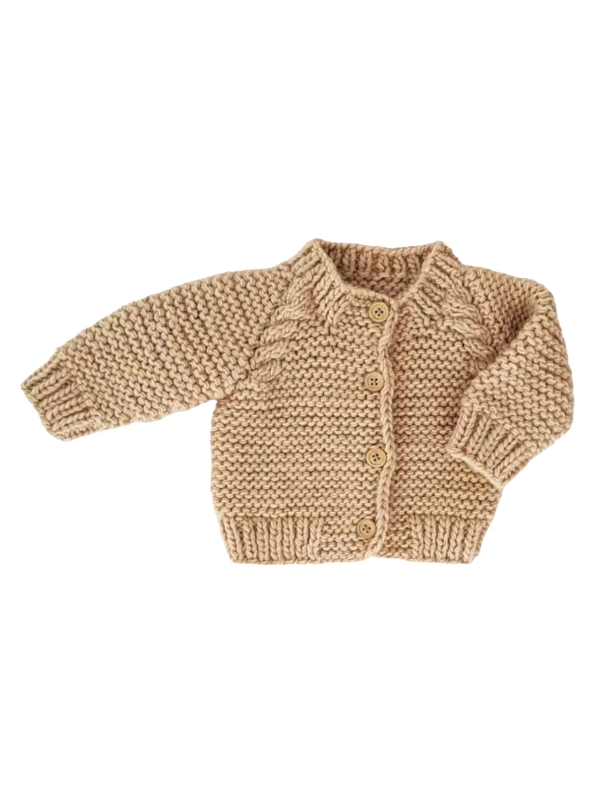 Garter Stitch Cardigan Sweater, Latte - Image 2